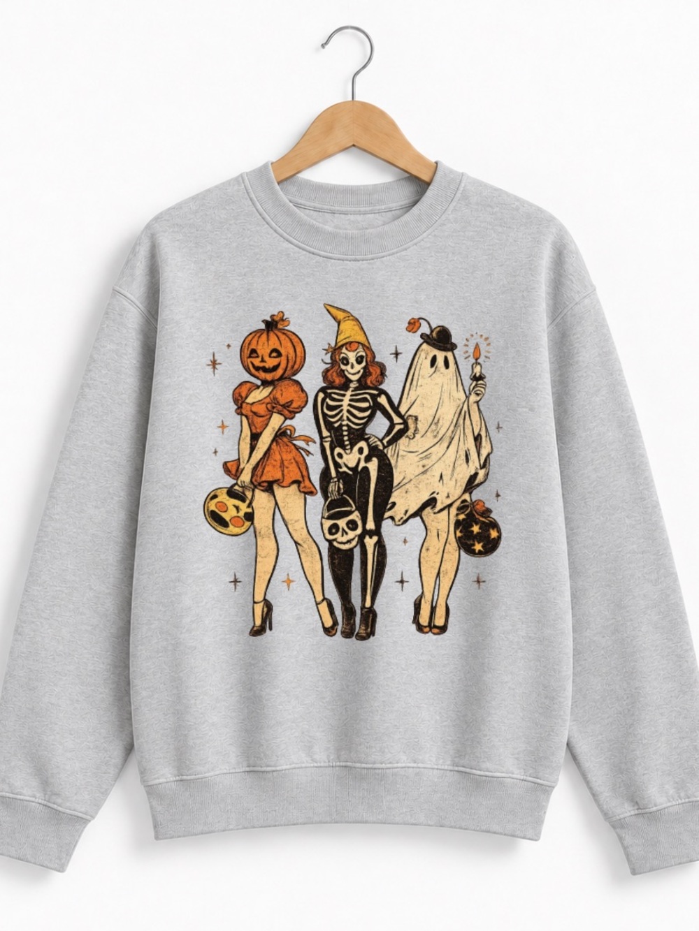 ASHGREY Halloween Pin-Up Trio Graphic Sweatshirt